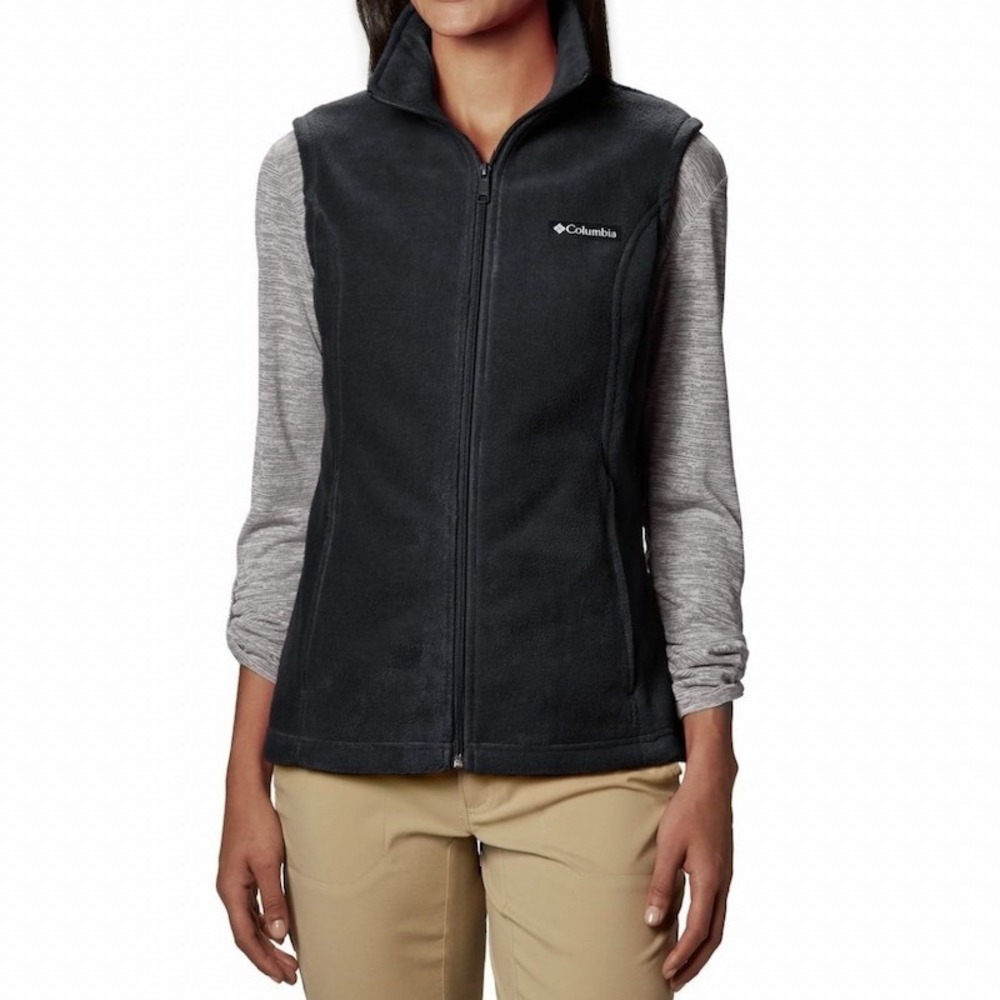 Columbia Benton Springs Fleece Vest Black Full Zip Outdoor MEDIUM